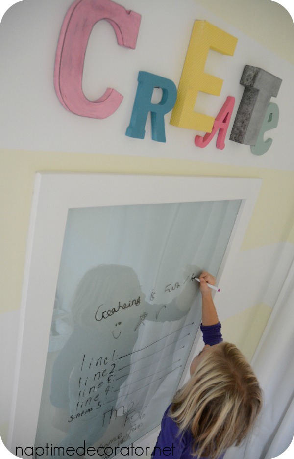 CREATE sign, diy dry erase board for little girl's room