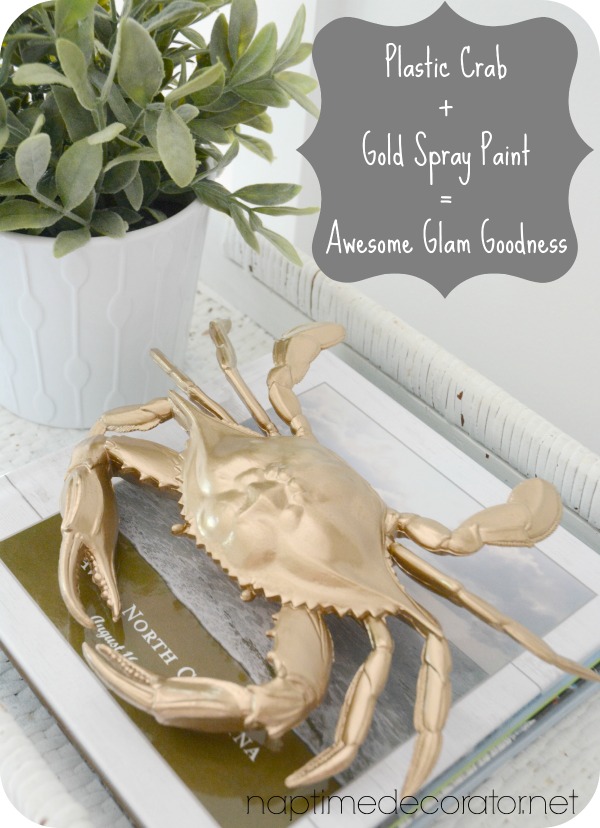 gold spray painted crab