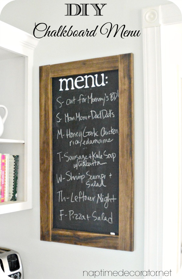 DIY chalkboard menu