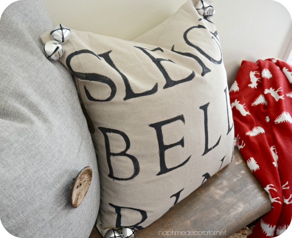 DIY sleigh bells ring pillow